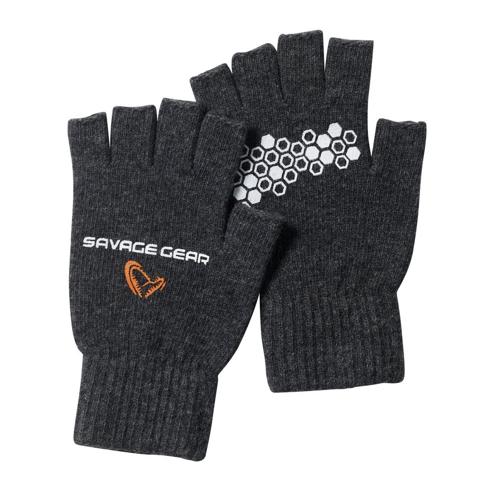 Savage Gear Knitted Half Finger Glove Xlarge - Handsker